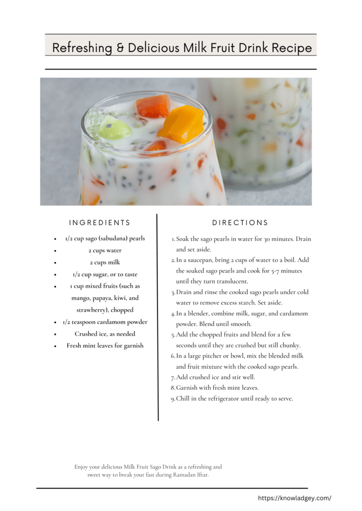 Refreshing & Delicious Milk Fruit Drink Recipe